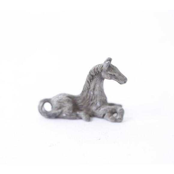 Laying Horse, 80s, Pewter, Statue, Miniature, Game Piece, Statuette, Vintage, , - Picture 1 of 3